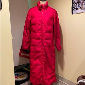 Lands End long quilted down coat